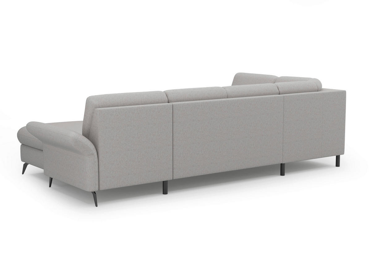 WOHNLANDSCHAFT in Flachgewebe Hellgrau  - Hellgrau/Schwarz, Konventionell, Textil/Metall (195/314/164cm) - Sit & More