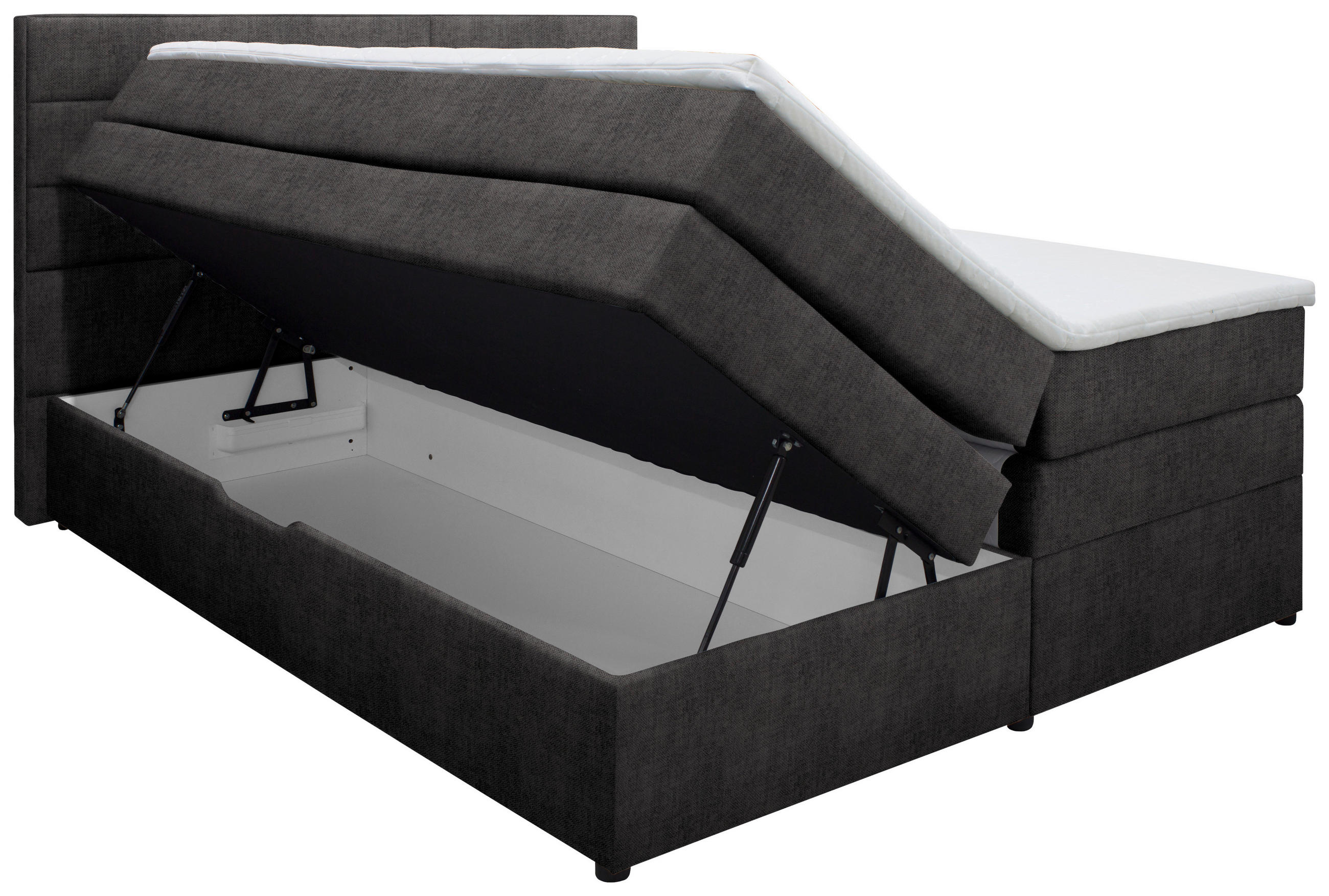 BOXSPRINGBETT 160/200 cm  in Anthrazit  - Wengefarben/Anthrazit, KONVENTIONELL, Holz/Textil (160/200cm) - Carryhome