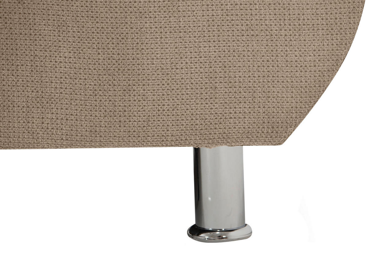 ECKSOFA Taupe Flachgewebe, Mikrofaser  - Taupe/Chromfarben, Design, Kunststoff/Textil (198/312cm) - Livetastic