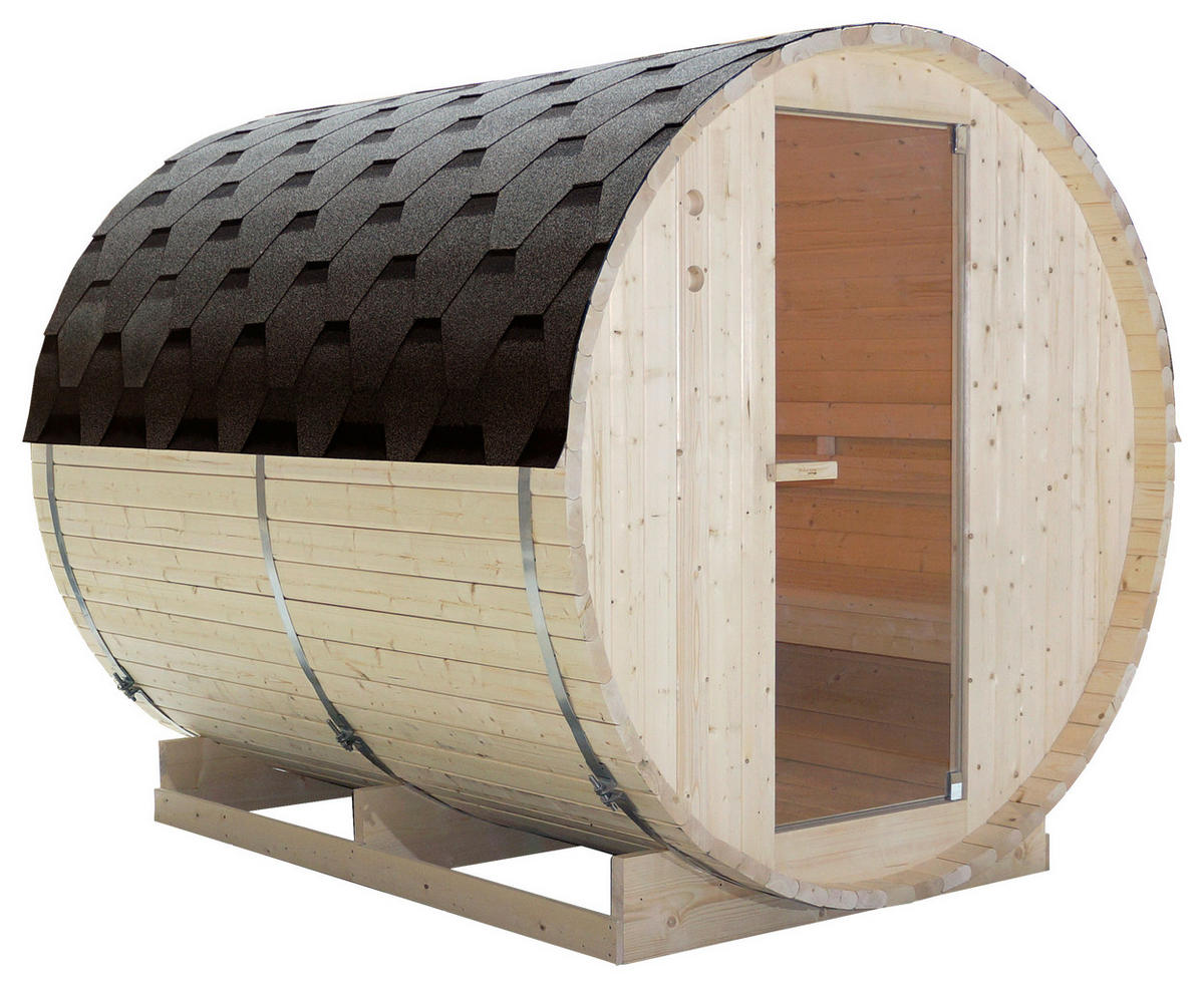 SAUNAFASS für 6 Personen TROMSÖ XL  - Fichtefarben, KONVENTIONELL, Glas/Holz (189/220/191,5cm) - Sanotechnik