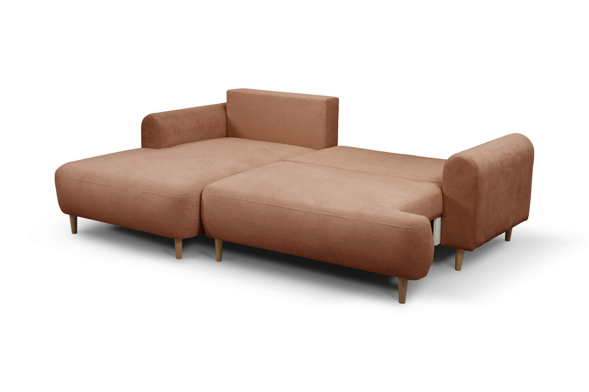 ECKSOFA Struktur Kupferfarben  - Naturfarben/Kupferfarben, Design, Holz/Textil (150/230cm) - MID.YOU