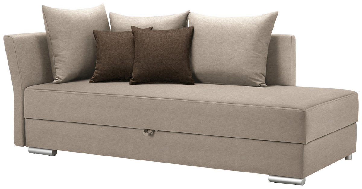 LEŽADLO, textil, 220/93/100 cm - tmavohnedá/chrómová, Design, textil/plast (220/93/100cm) - Livetastic