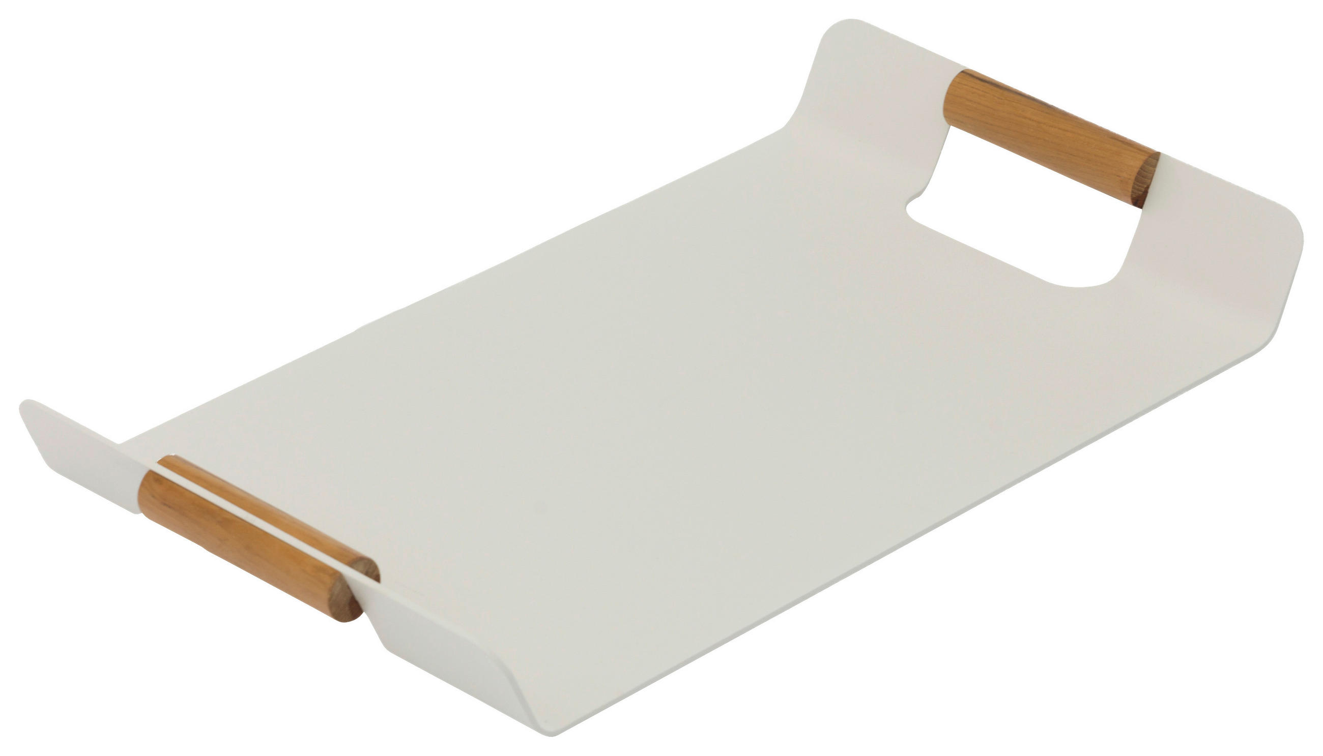 TABLETT Holz, Metall Teakholz  - Weiß/Teakfarben, Design, Holz/Metall (55/30cm) - Zebra 