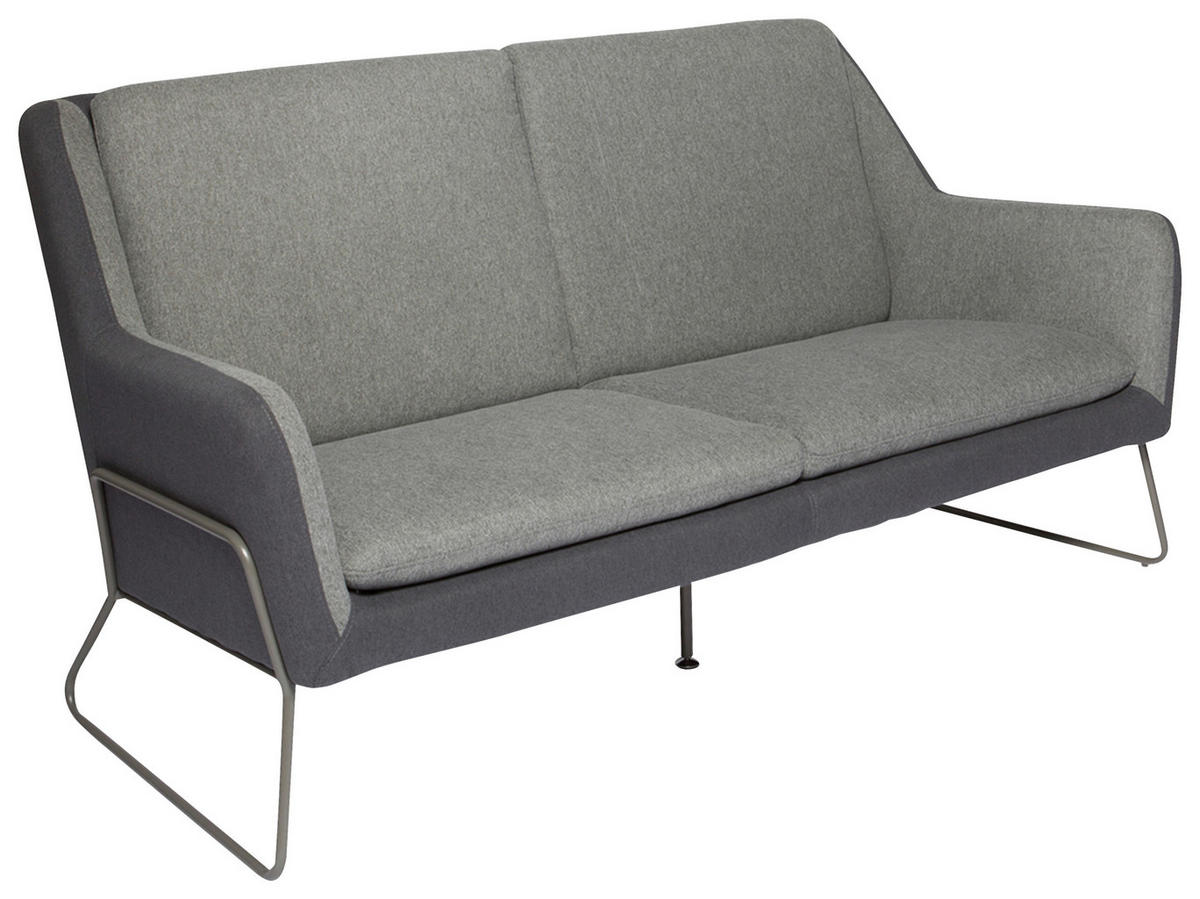 3-SITZER-SOFA Flachgewebe Hellgrau, Dunkelgrau  - Dunkelgrau/Hellgrau, MODERN, Textil/Metall (174/97/84cm) - MID.YOU