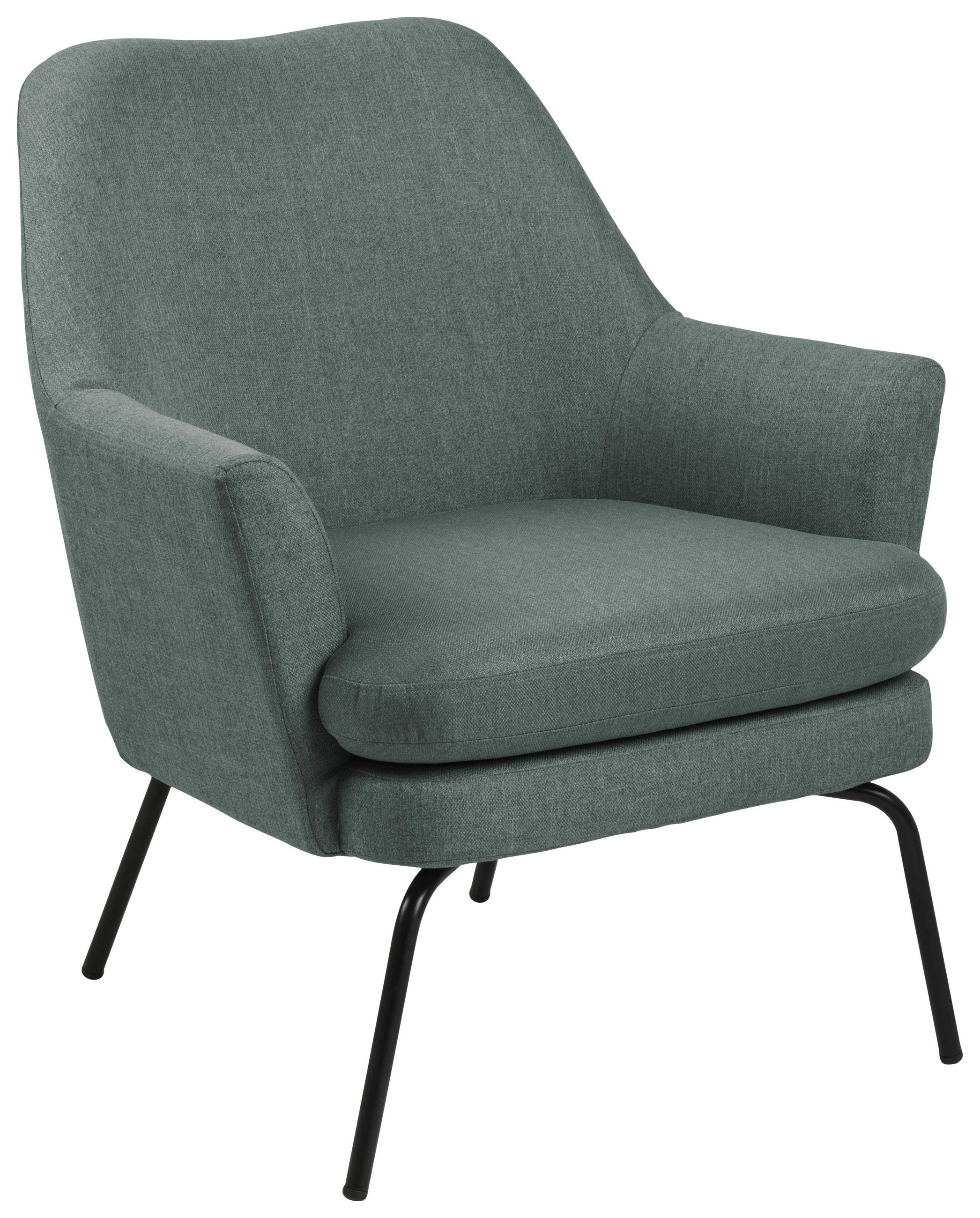 Sessel in Metall, Textil Schwarz, Olivgrün