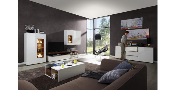 WOHNWAND Nussbaumfarben, Weiß - Nussbaumfarben/Weiß, Design, Holz/Holzwerkstoff (348/177/57cm) - Dieter Knoll
