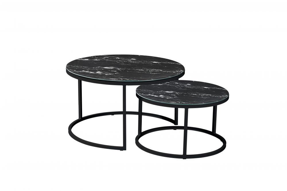 SATSBORD i metall, glas  - svart, Design, metall/glas (80/60/45/35cm)