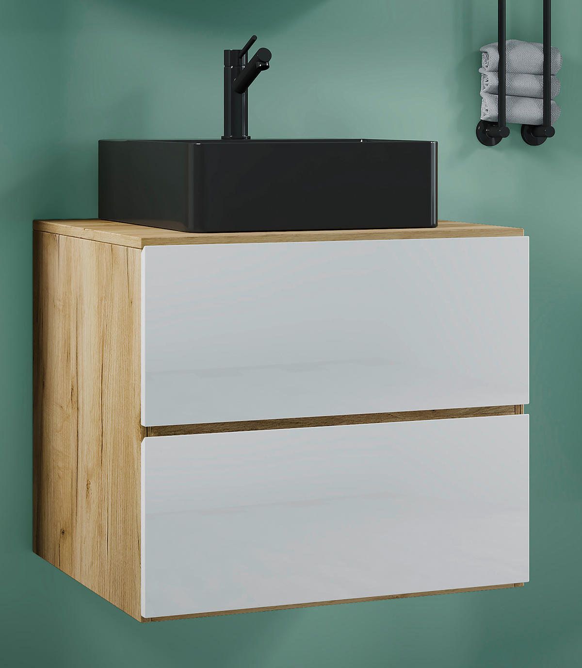 WASCHTISCHKOMBI 61 cm  - Honigeiche/Weiss, Modern, Keramik/Holzwerkstoff (61cm) - MID.YOU