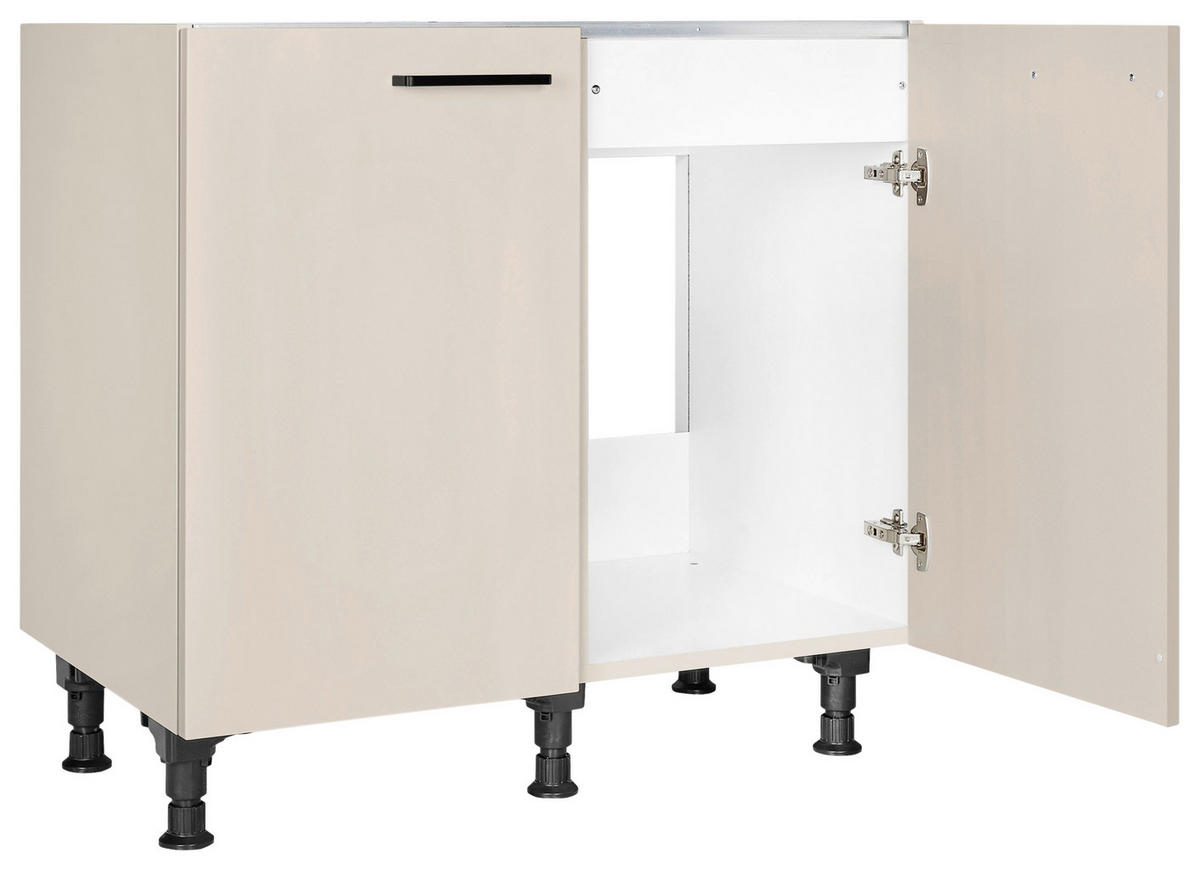 SPÜLENUNTERSCHRANK 90/87/56 cm  in Sandfarben  - Sandfarben/Schwarz, MODERN, Holzwerkstoff/Metall (90/87/56cm) - Nobilia