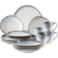 KOMBISERVICE Blau, Weiß La Sinfonia 16-teilig 4 Personen  - Blau/Weiß, Basics, Keramik (39,5/34,8/35,5cm) - Mäser