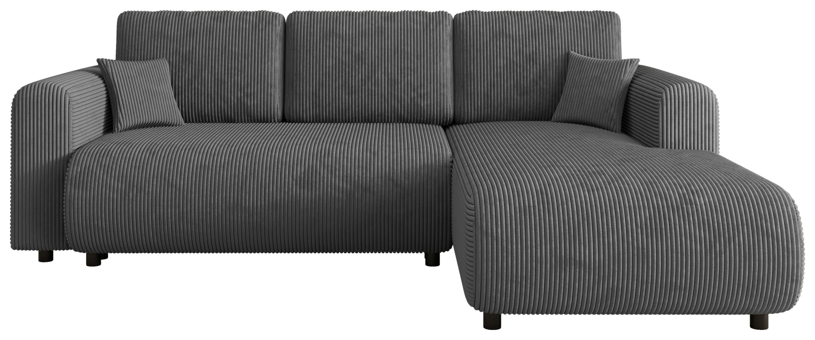 ECKSOFA inkl. Funktionen Dunkelgrau Cord  - Dunkelgrau/Schwarz, KONVENTIONELL, Kunststoff/Textil (260/200cm) - Xora
