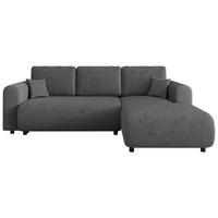 ECKSOFA inkl. Funktionen Dunkelgrau Cord  - Dunkelgrau/Schwarz, KONVENTIONELL, Kunststoff/Textil (260/200cm) - Xora