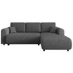 ECKSOFA inkl. Funktionen Dunkelgrau Cord  - Dunkelgrau/Schwarz, KONVENTIONELL, Kunststoff/Textil (260/200cm) - Xora