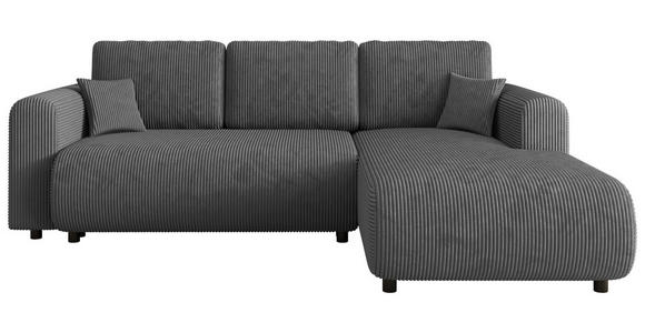 ECKSOFA inkl. Funktionen Dunkelgrau Cord  - Dunkelgrau/Schwarz, KONVENTIONELL, Kunststoff/Textil (260/200cm) - Xora