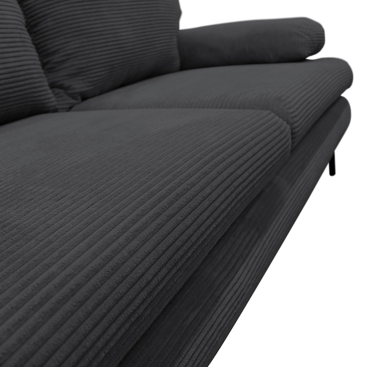 SCHLAFSOFA Cord Dunkelgrau  - Dunkelgrau/Schwarz, Design, Holz/Textil (202/85/99cm) - P & B