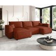 WOHNLANDSCHAFT Terracotta Webstoff  - Terracotta/Schwarz, MODERN, Kunststoff/Textil (153/350/153cm) - Xora