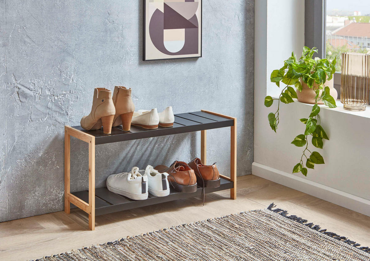 SKOHYLLA 70/36/26 cm  - svart/ekfärgad, Design, trämaterial (70/36/26cm) - MID.YOU