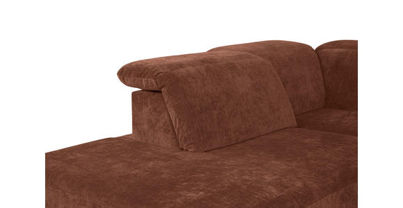 ECKSOFA Rotbraun Chenille Kopfteilverstellung, Sitztiefenverstellung  - Rotbraun/Schwarz, Design, Textil/Metall (243/307cm) - Xora