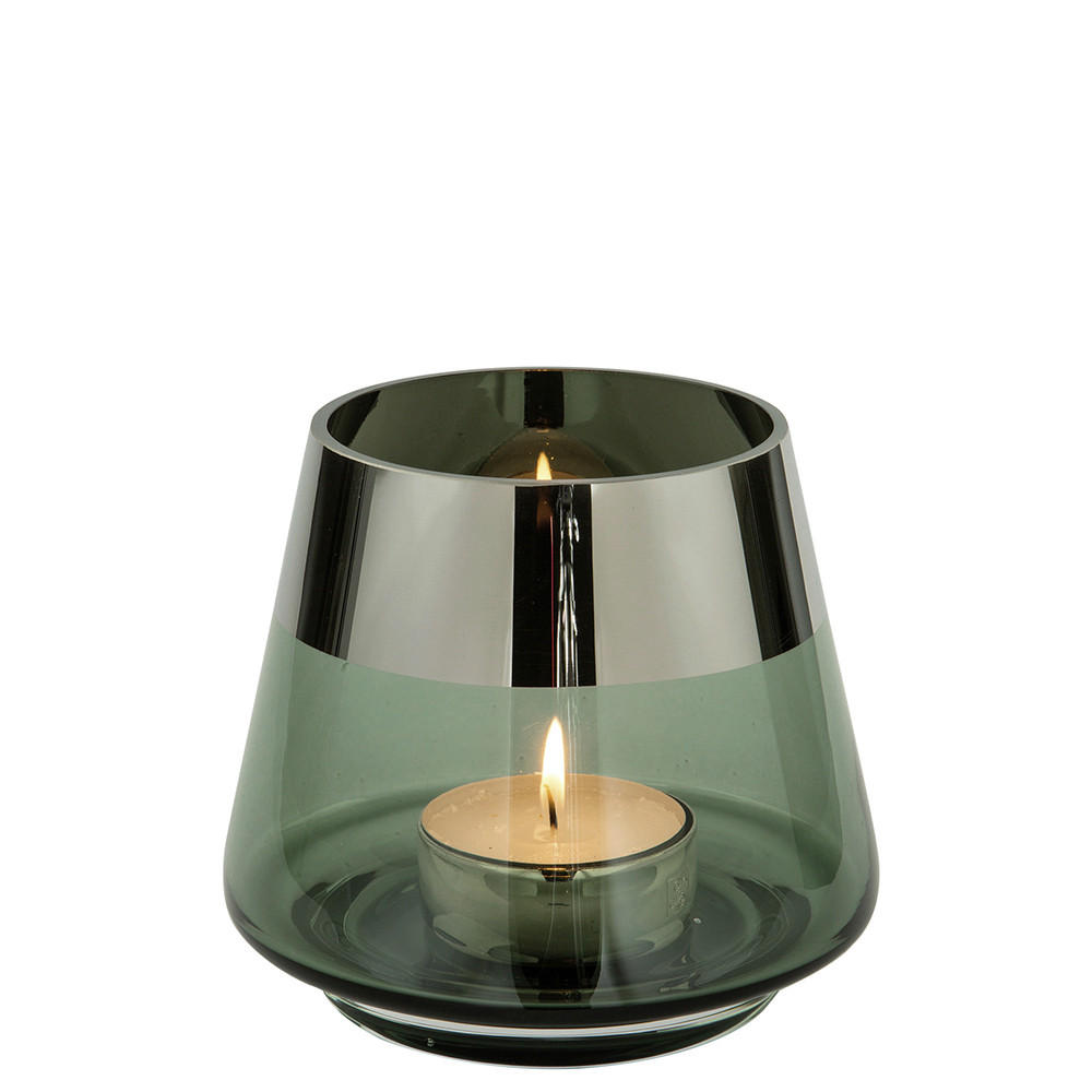TEELICHTHALTER  - Dunkelgrün, Basics, Glas (15/13cm) - Fink