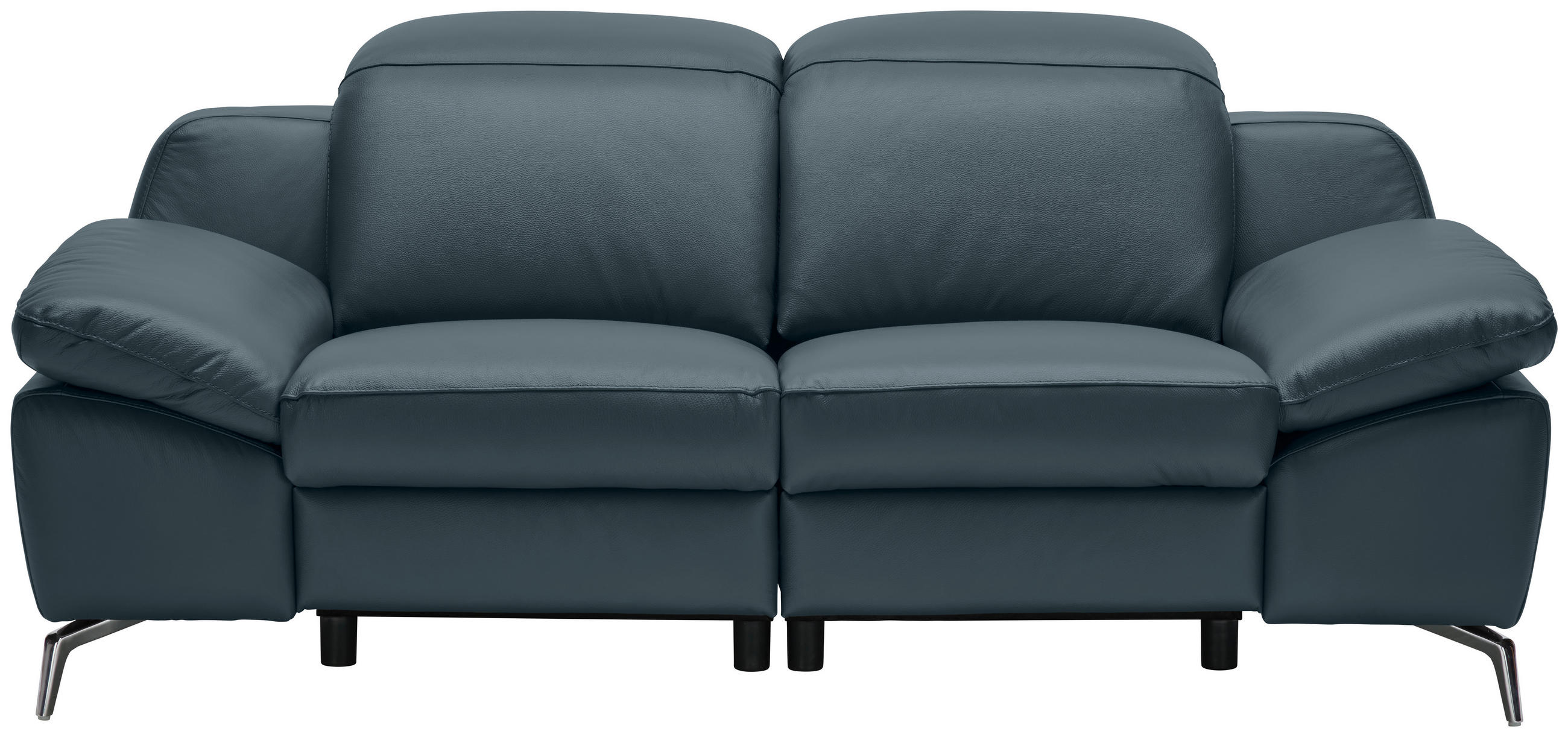 DVOUMÍSTNÁ POHOVKA, tmavě modrá, pravá kůže - černá/barvy chromu, Design, kov/plast (194/83-99/110cm) - Celina Home