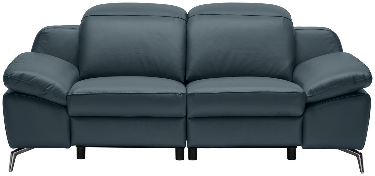 KÉTÜLÉSES KANAPÉ bőr sötétkék  - sötétkék/krómszínű, Design, műanyag/bőr (194/83-99/110cm) - Celina Home