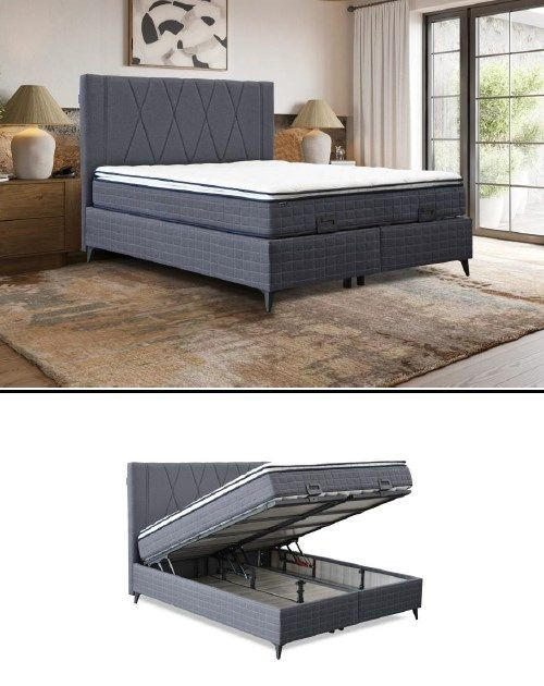 BOX KREVET     crna  - crna, Moderno, drvni materijal/tekstil (160/200cm)