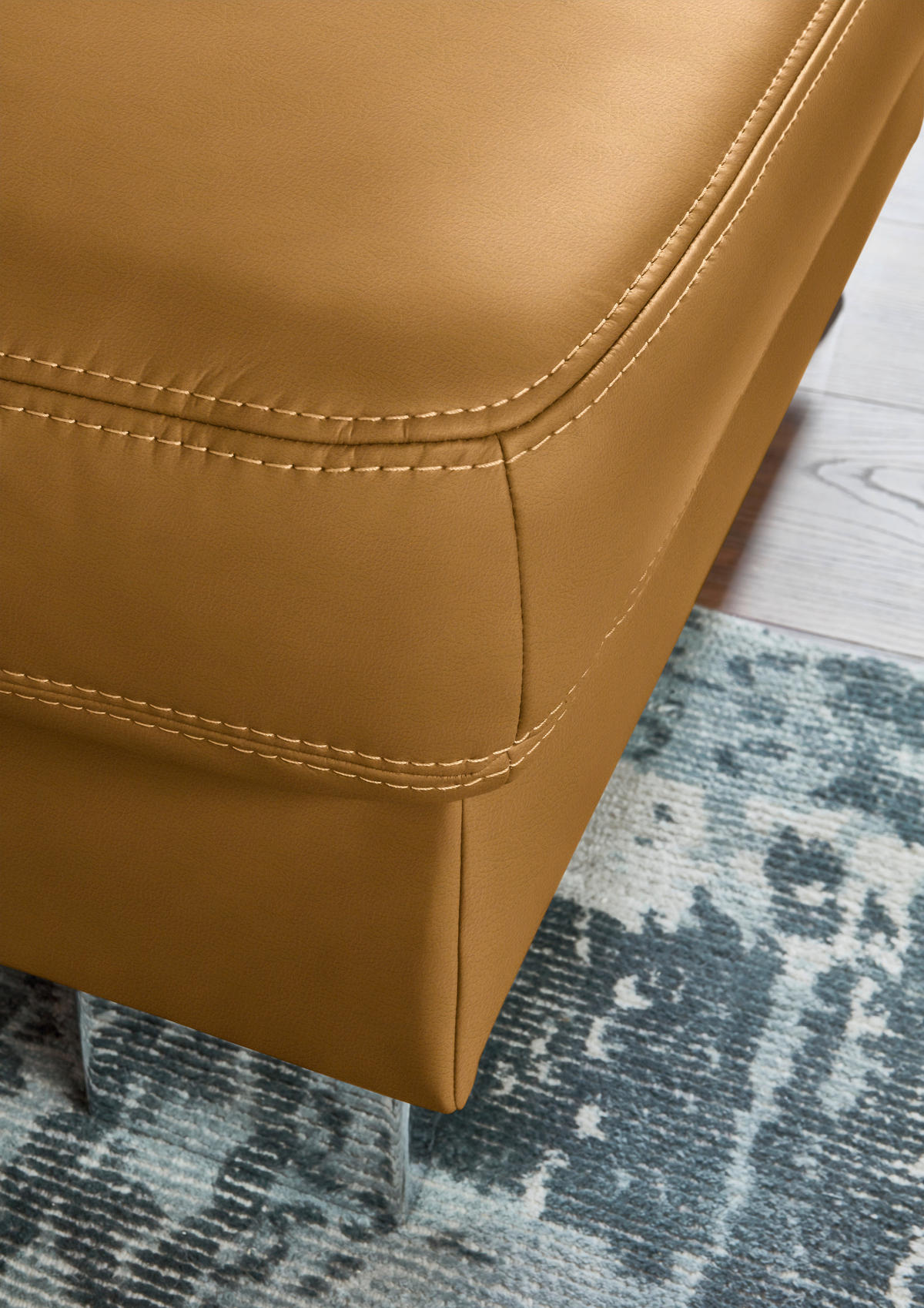 ECKSOFA  in Echtleder Senfgelb  248/235 cm  - Senfgelb/Alufarben, Design, Leder/Metall (248/235cm) - Beldomo Premium