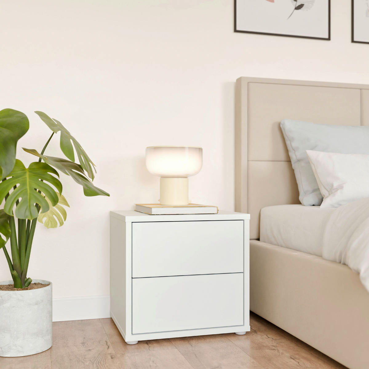 NACHTSCHRANK 50/48/42 cm  - Silberfarben/Hellgrau, Trend, Holzwerkstoff/Kunststoff (50/48/42cm) - Carryhome