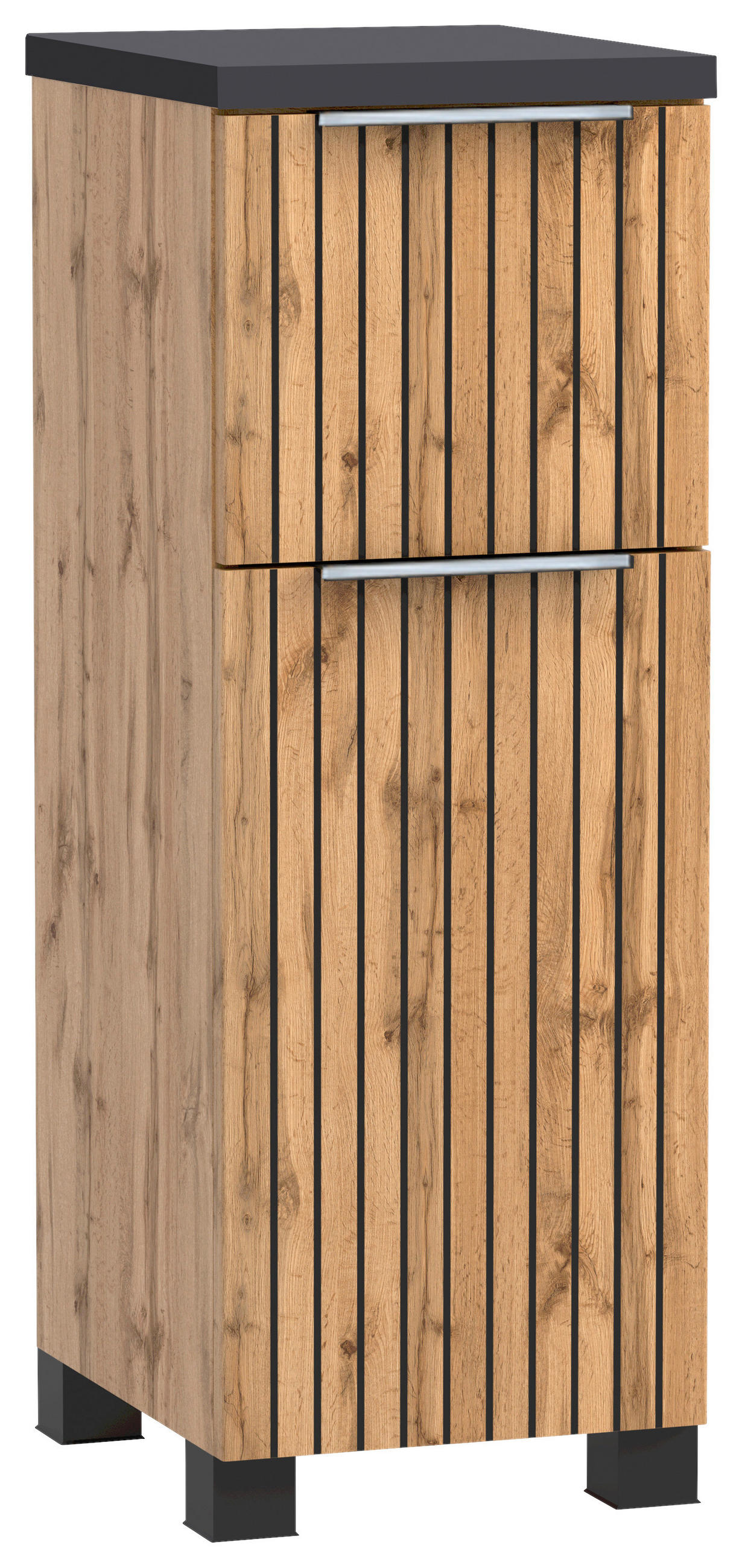 Unterschrank Jakarta 30/79/35 cm   - Eiche Wotan/Schwarz, MODERN, Holzwerkstoff/Metall (30/79/35cm) - Held