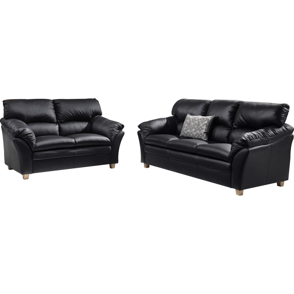 Thumbnail - Livetastic Sitzgarnitur, Schwarz, Leder, Echtleder, Büffelleder, Eiche, teilmassiv, Made in EU, Wohnzimmer, Sofas & Couc...