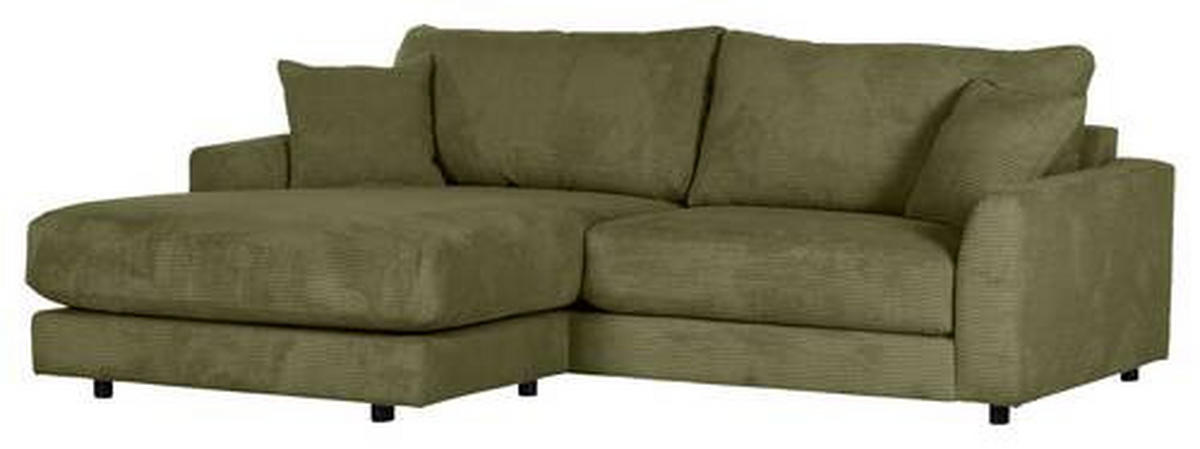 ECKSOFA in Cord Dunkelgrün  - Dunkelgrün/Schwarz, Design, Kunststoff/Textil (240/175cm) - Landscape