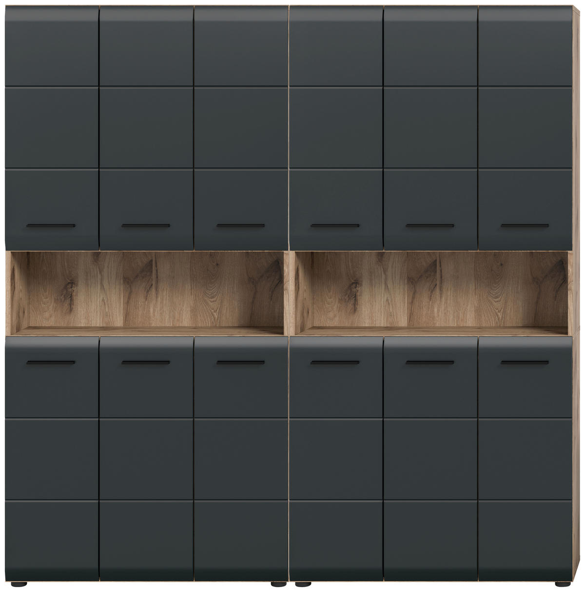 HOCHSCHRANK 180/185/30 cm  - Eiche dunkel/Schwarz, Basics, Holzwerkstoff/Kunststoff (180/185/30cm) - MID.YOU