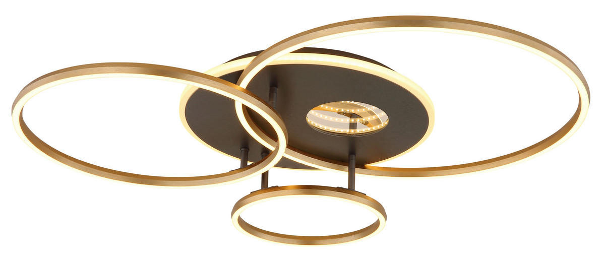 LED-DECKENLEUCHTE 90/70/13 cm   - Anthrazit/Goldfarben, Design, Kunststoff/Metall (90/70/13cm) - Globo