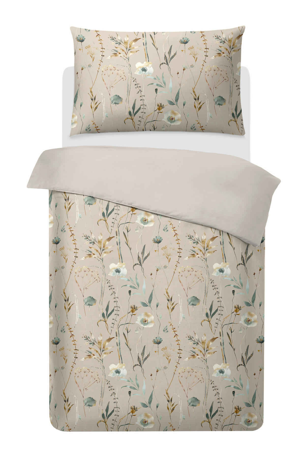 BETTWÄSCHESET Flower Romance Satin 200/210 cm  65 cm/100 cm  - Beige, Basics, Textil (200/210cm) - Ambiente