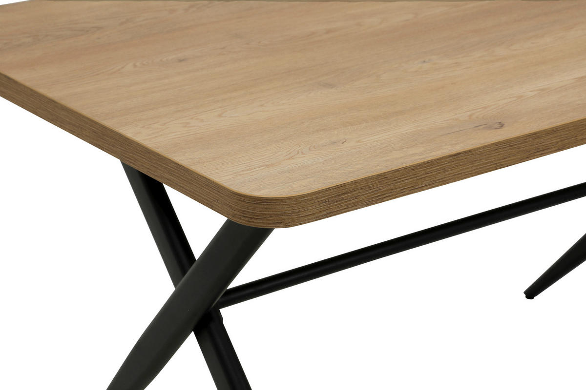 ESSTISCH 140/76/90 cm Nachbildung  Metall, Holzwerkstoff rechteckig Schwarz, Eiche Artisan  - Schwarz/Eiche Artisan, MODERN, Holzwerkstoff/Metall (140/76/90cm) - P & B