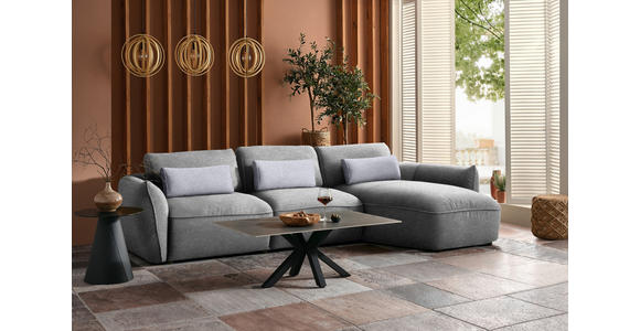 ECKSOFA  in Chenille Hellbraun  340/190 cm  - Hellbraun/Silberfarben, Design, Kunststoff/Textil (340/190cm) - Belluti