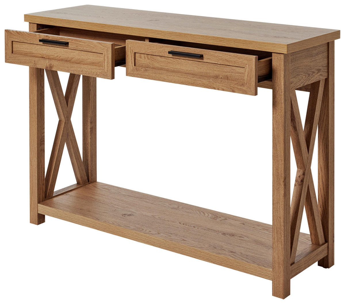 KONSOLENTISCH Eichefarben  - Eichefarben/Schwarz, LIFESTYLE, Holzwerkstoff/Metall (110/34/77cm)