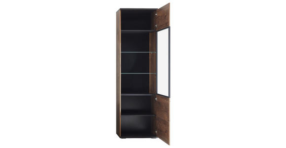 VITRINE in Eichefarben, Dunkelgrau - Dunkelgrau/Eichefarben, KONVENTIONELL, Glas/Holzwerkstoff (60/206/37cm) - Cantus