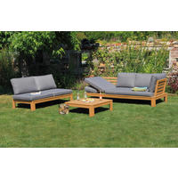 LOUNGEGARNITUR   221/65/85 cm  - Akaziefarben/Grau, Basics, Holz/Textil (221/65/85cm) - Acamp