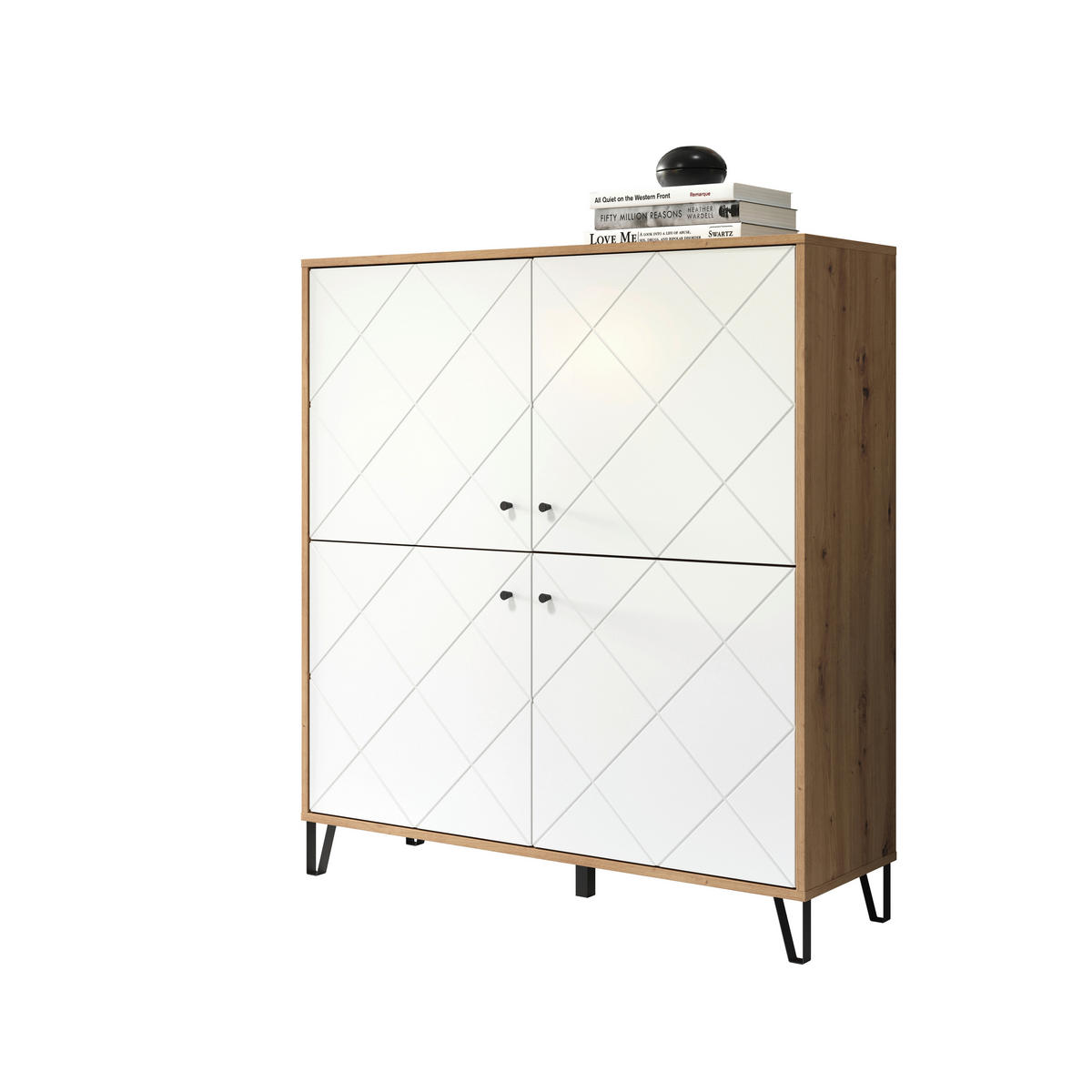 HIGHBOARD TOUCH 123/136/40 cm  - Schwarz/Weiß, Design, Holzwerkstoff/Kunststoff (123/136/40cm) - MID.YOU