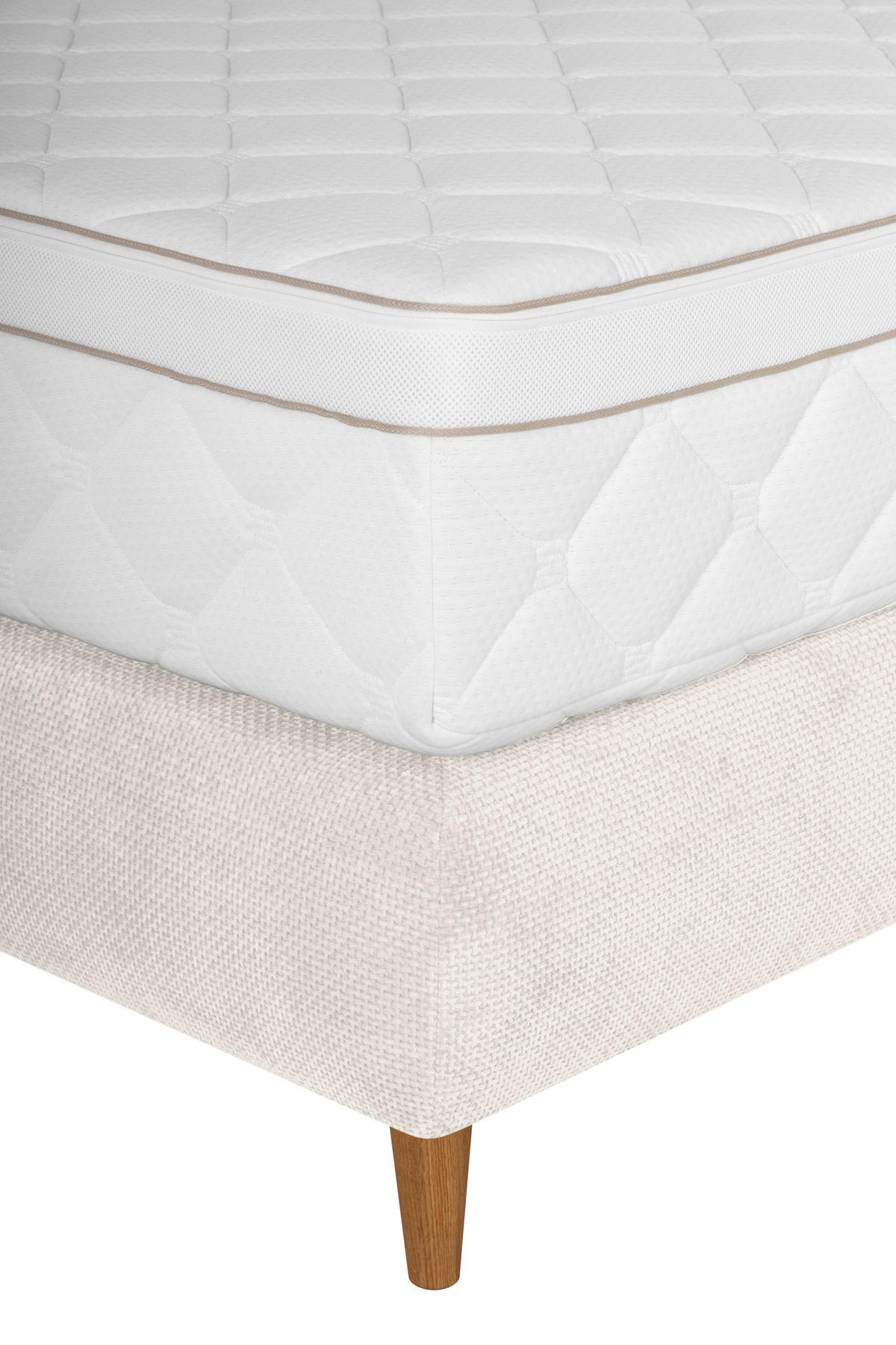 BOXSPRINGBETT 160/200 cm  in Perlmutt  - Eichefarben/Perlmutt, MODERN, Holz/Textil (160/200cm) - Welnova