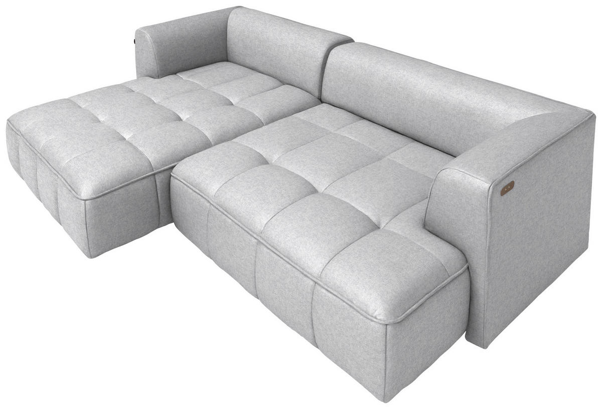 ECKSOFA  in Webstoff Grauweiß  188/288 cm  - Grauweiß/Schwarz, Design, Kunststoff/Textil (188/288cm) - Welnova