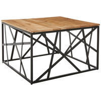 KONFERENČNÍ STOLEK, černá, barvy akácie, dřevo, kov, 70/43/70 cm - černá/barvy akácie, Design, kov/dřevo (70/43/70cm) - Livetastic