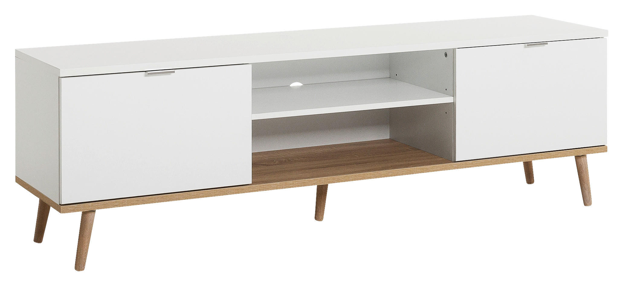 TV-ELEMENT Weiß, Sonoma Eiche - Eichefarben/Alufarben, KONVENTIONELL, Holz/Metall (160/50/40cm) - MID.YOU