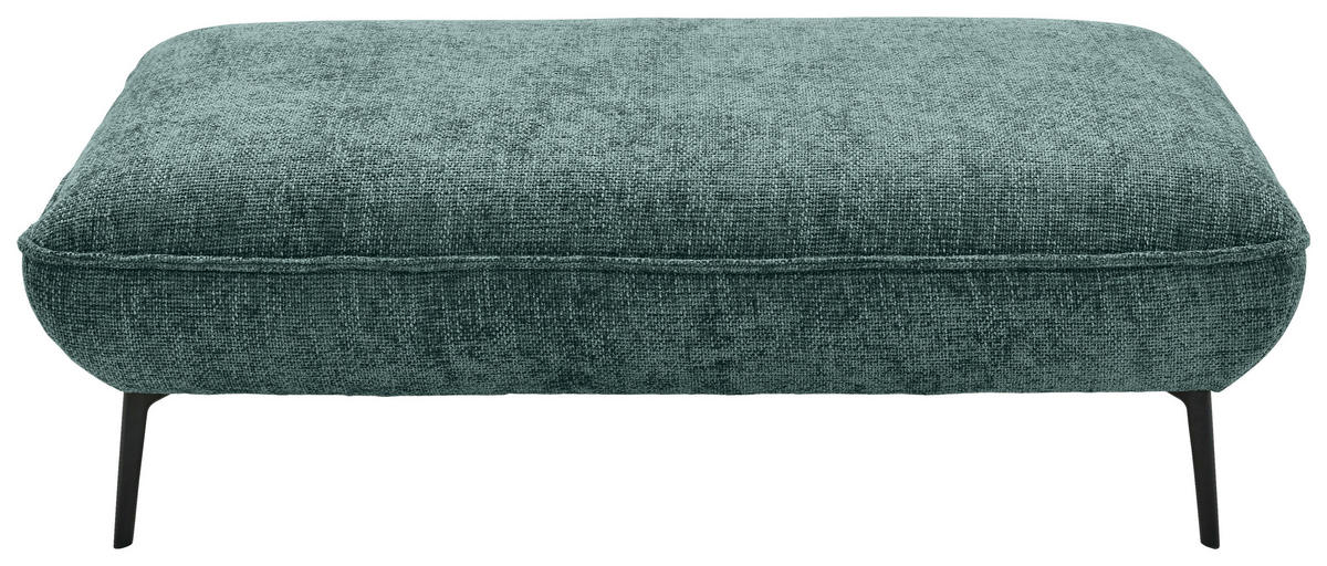 ECKSOFA in Flachgewebe Blau, Grün  - Blau/Schwarz, Design, Textil/Metall (339/153cm) - Moderano