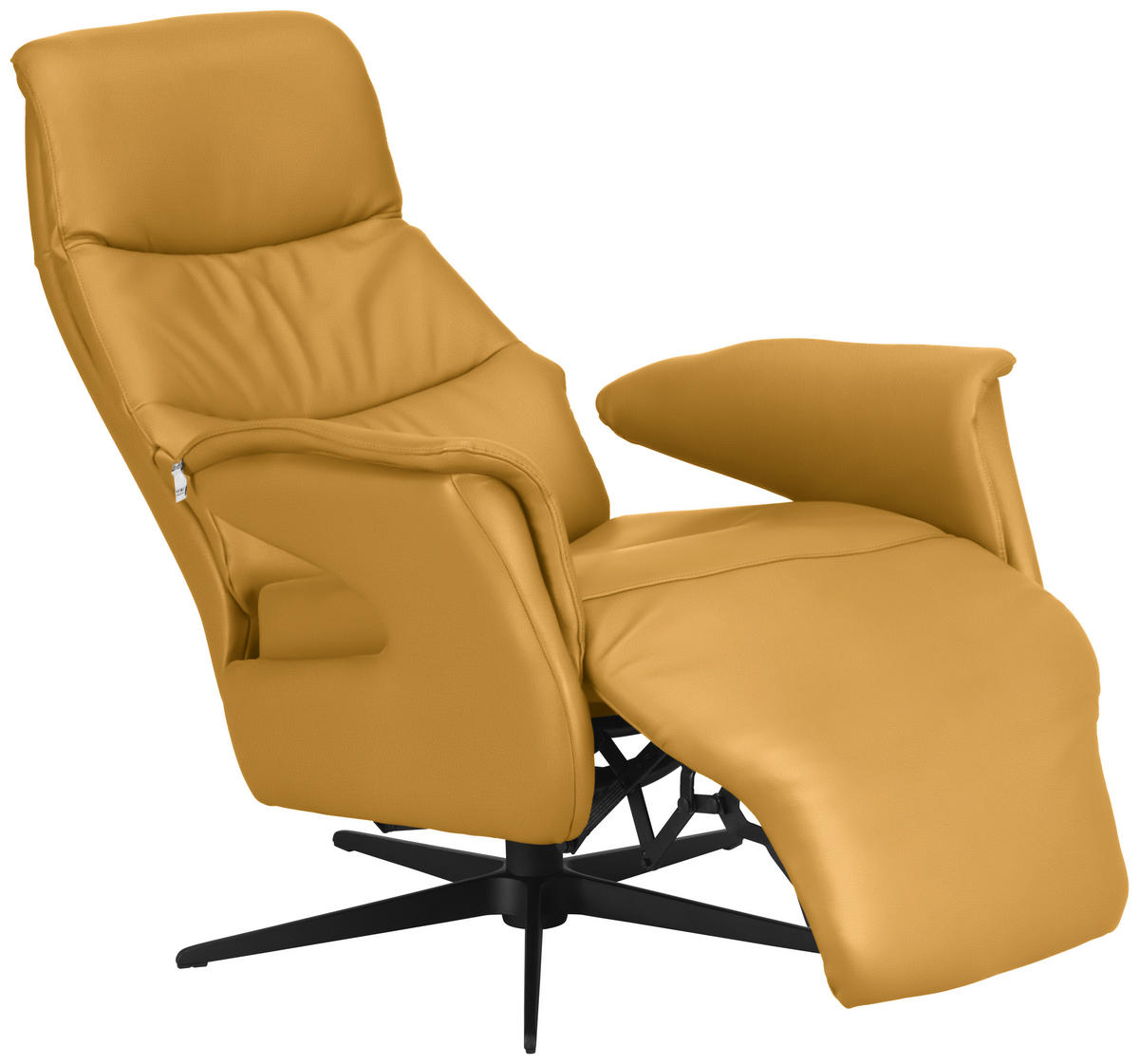 RELAXSESSEL in Leder Gelb  - Gelb/Schwarz, Design, Leder/Metall (74/105/83cm) - Welnova