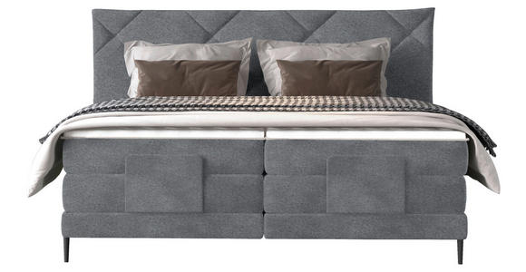 BOXSPRINGBETT 180/200 cm  in Blaugrau  - Blaugrau/Schwarz, KONVENTIONELL, Textil/Metall (180/200cm) - Esposa