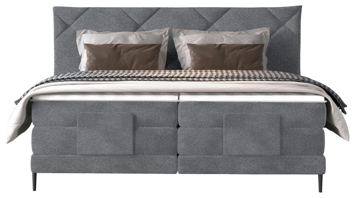 BOXSPRINGBETT 180/200 cm  in Blaugrau  - Blaugrau/Schwarz, Konventionell, Textil/Metall (180/200cm) - Esposa