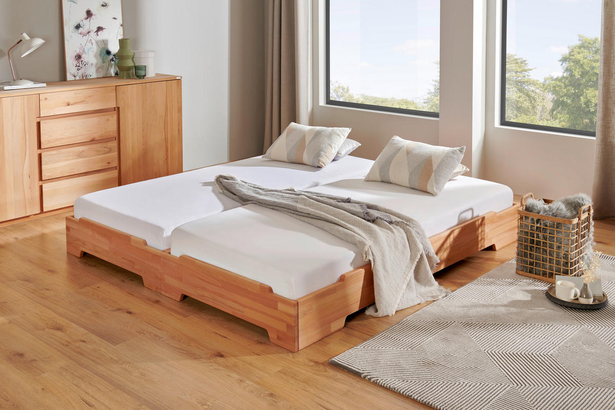 STAPELBETT  90/200 cm  Kernbuche  - Kernbuche, Natur, Holz (90/200cm) - MID.YOU