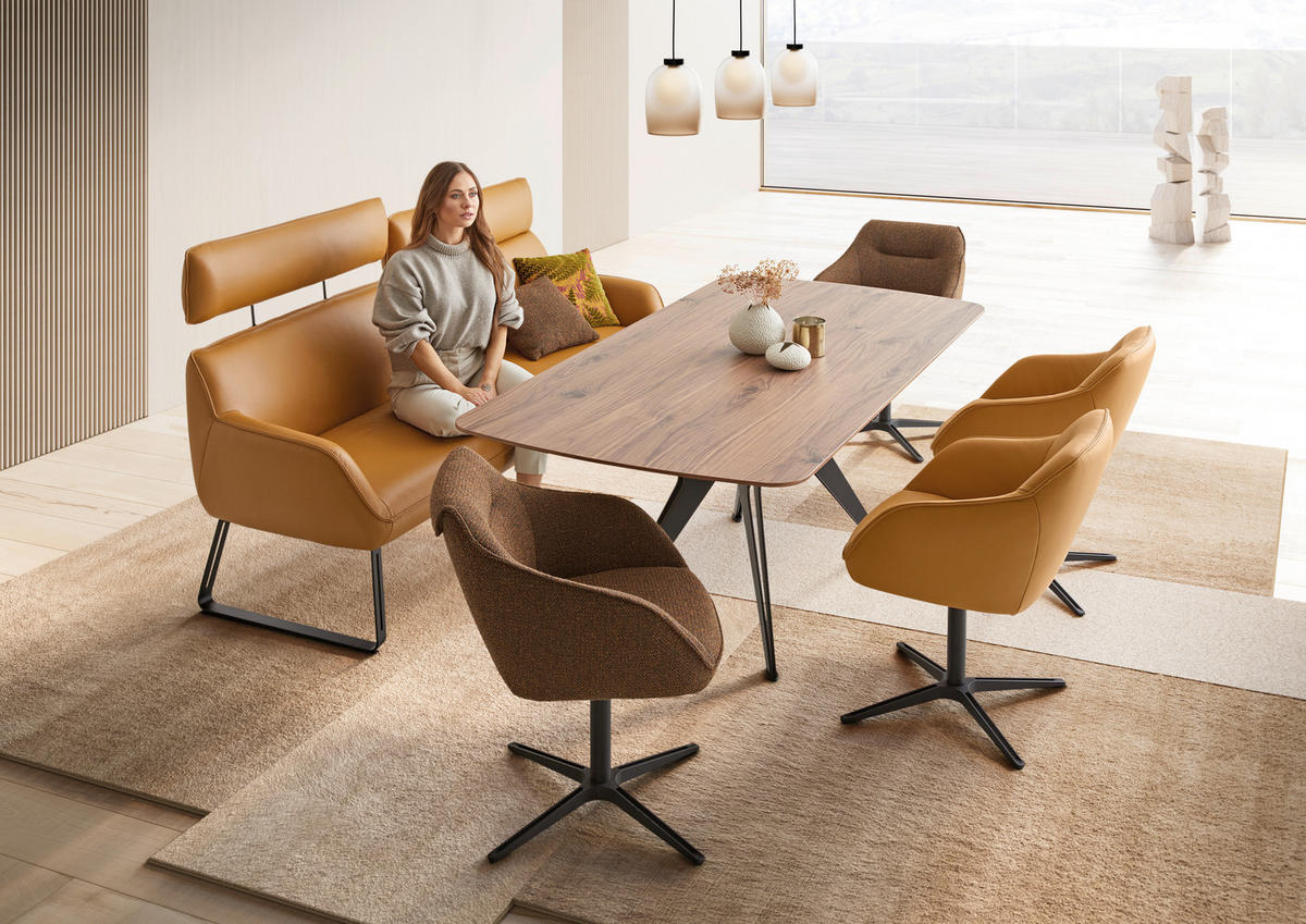 ESSTISCH Nussbaum furniert rechteckig Nussbaumfarben  - Nussbaumfarben/Schwarz, Design, Holz/Metall (200/100/76cm) - Koinor